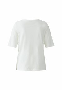 Kurzärmliges, leichtes Baumwoll-T-Shirt in Weiß. Mit einem runden Ausschnitt und lockerer Passform, glatter Textur und ohne Muster.