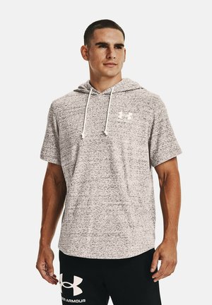 Under Armour RIVAL TERRY LC SS HD - T-shirt print - white