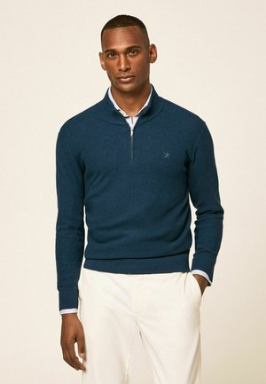 TEXTURED HZIP - Jumper - ensign blue