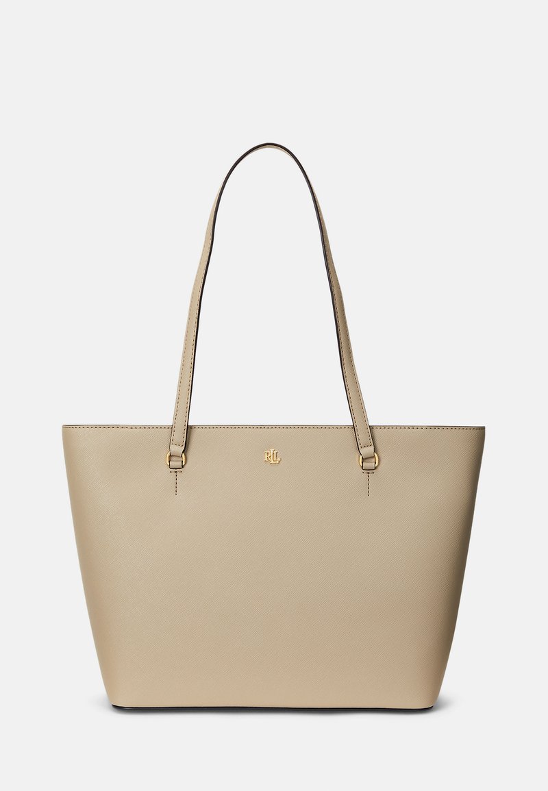 Lauren Ralph Lauren - CROSSHATCH LEATHER MEDIUM KARLY TOTE - Sac à main - birch tan, Agrandir