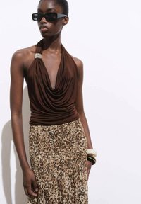 Mango LEOPARD-PRINT - Pliceret nederdel /Nederdele med folder - brown