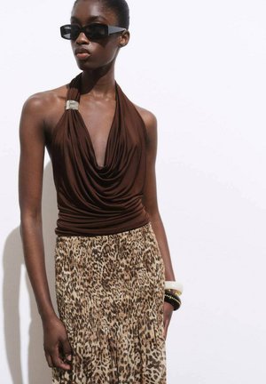 Mango LEOPARD-PRINT - Plisirana suknja - brown