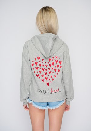 Mira Paris SWEETHEART BACK EMBROIDERY UNISEX - Sweatjacke - mottled grey