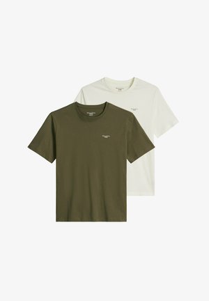 Marc O'Polo DENIM, 2ER PACK - Basic T-shirt - olivgrün weiß
