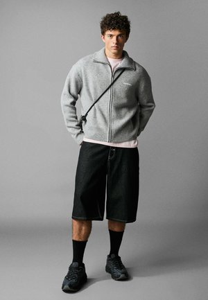 Bershka, BOXY FIT KNITTED ZIP-UP - JACKET - Kardigán - grey