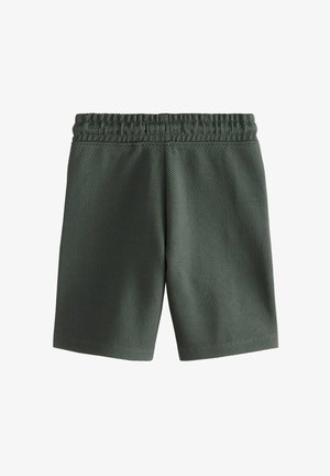 Gröna nätshorts med ett elastiskt midjeband, med ett strukturerat mönster och en lös passform, utformade för komfort och andningsförmåga.