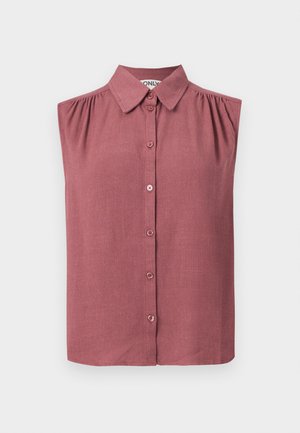 Mouwloos hemdje met knopen en kraag in poederroze, met lichte plooien bij de schoudernaden en een rechte zoom.