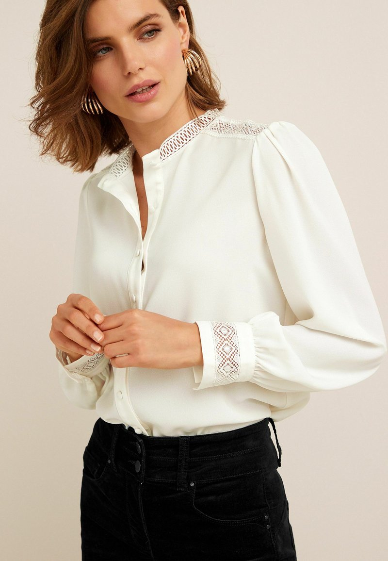 Next Lace Insert Blouse Buttondown blouse white Zalando.de