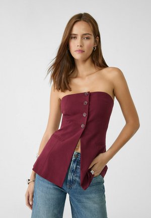 Stradivarius WITH BUTTONS - Blza - bordeaux