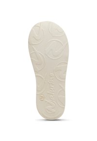 Bílá gumová vložka do bot s hladkým povrchem, která má vzorovaný povrch s designy loga a embosovanou velikostí "20".