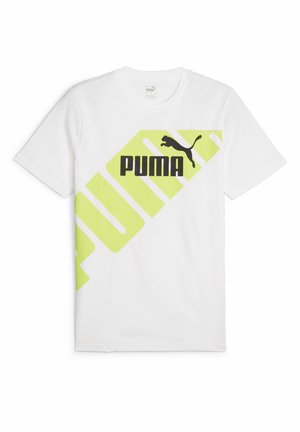 Puma POWER GRAPHIC - T-shirt con stampa - white lime sheen