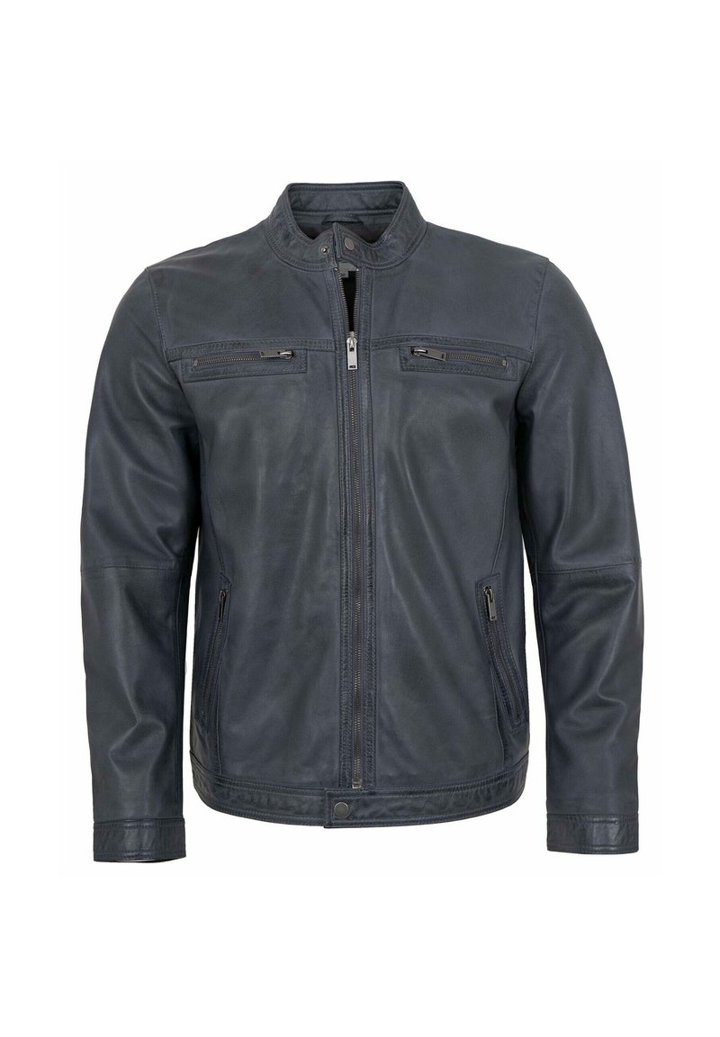 Lederjacken24 REMO - Lederjacke - blaugrau