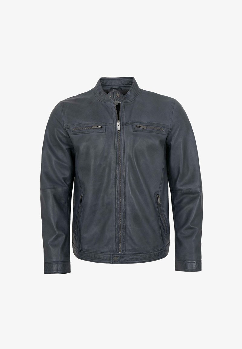 Lederjacken24 REMO - Lederjacke - blaugrau