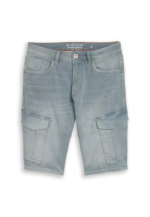 TOM TAILOR, TTMARVIN STRAIGHT CARGO JEANS SHORTS - Denimové šortky - light stone blue grey denim