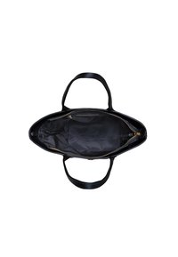 Borsa a tracolla in pelle nera con doppi manici, chiusura a zip superiore e una fodera interna liscia. Ampio interno con dettagli della tasca con zip.