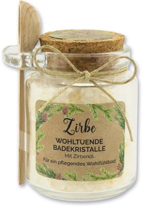 BADESALZ WILDROSE GROB MIT SCHAFMILCH GLAS MIT HOLZLÖFFEL  - Schaumbad & Badezusätze - beige