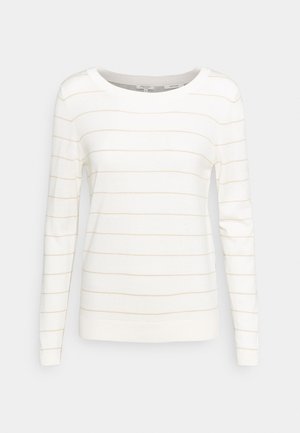 JUMPER STRIPED ROUND NECK - Trui - white/sand