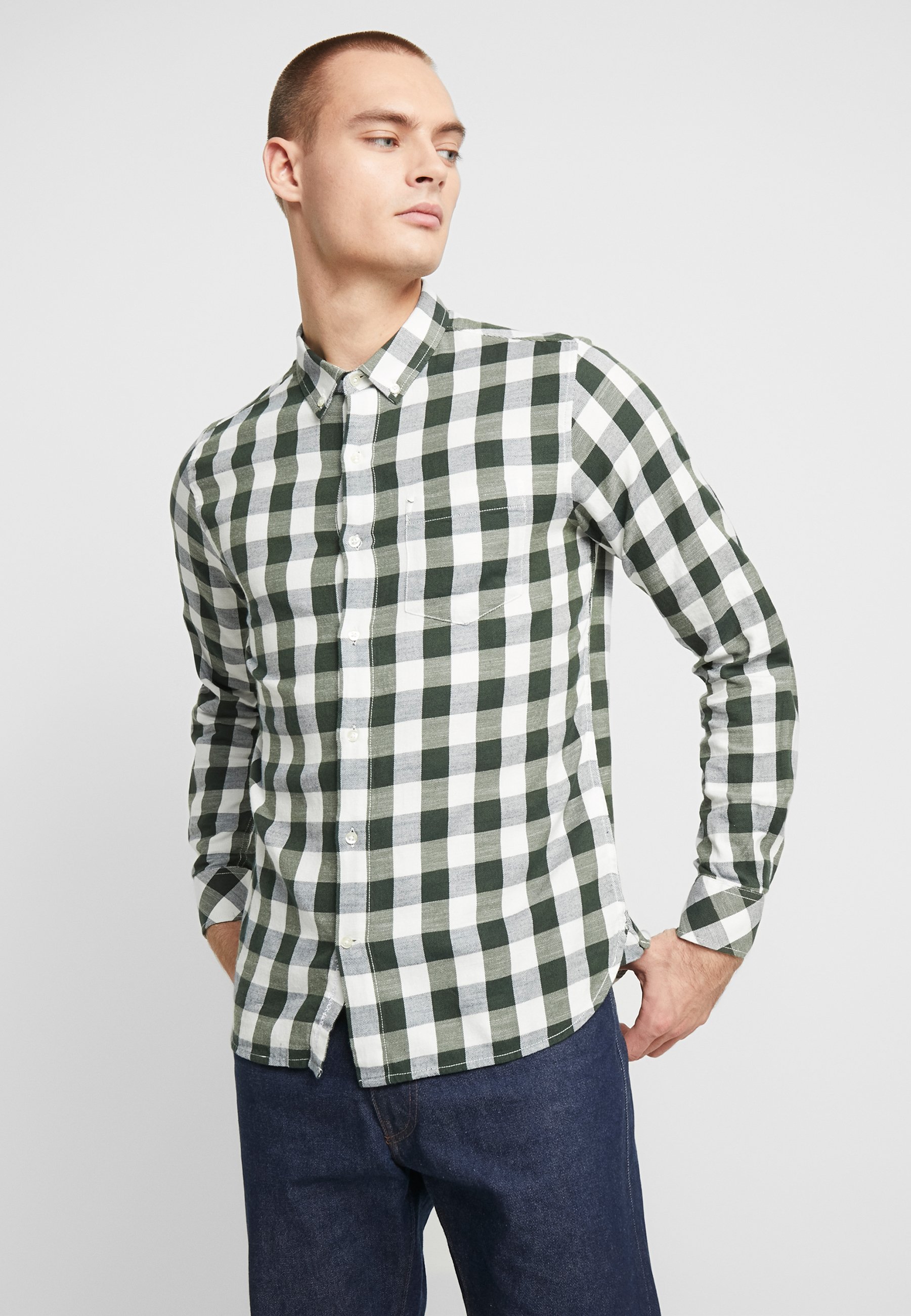 Knowledge Cotton Apparel LONG SLEEVE CHECKED SLUB SHIRT Knowledge Cotton Apparel LONG SLEEVE SHIRT - Skjorte - total eclipse