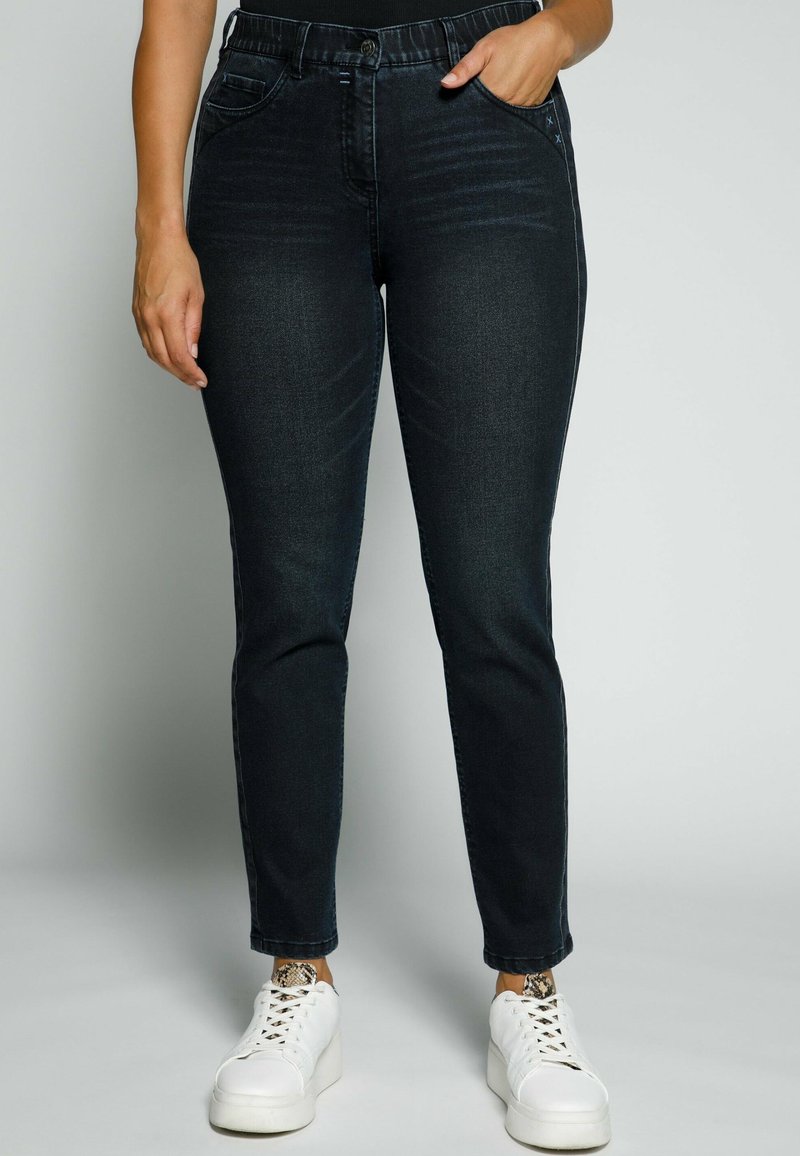 Ulla Popken SARAH, GLITTERSTRIPE Jeans Slim Fit dark blue denim
