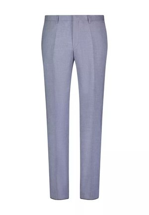 Hellblaue, maßgeschneiderte Herrenanzughose mit vorderen Falten und schmal geschnittener, gerader Beinform.