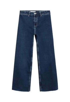 WIDE FRAYED HEM - Flared Jeans - dark blue