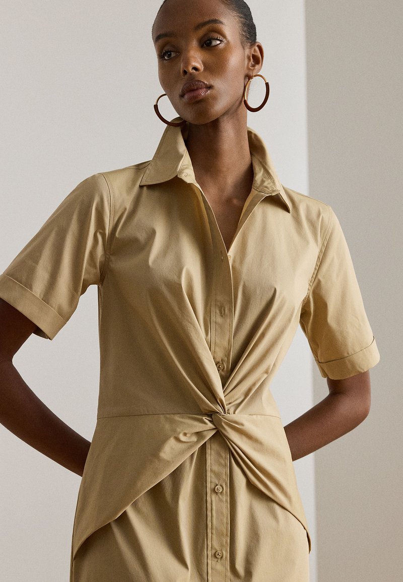 lauren ralph lauren cotton blend elbow sleeve shirt dress Lauren Ralph Lauren Women's Cotton-Blend Shirtdress - Black