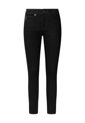 Vaqueros negros de corte ajustado, fabricados en denim. Incluyen un cierre de botón, cinco bolsillos y detalles de costura sutiles.