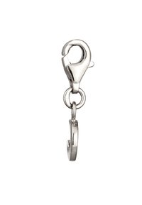 Clasp en métal argenté avec une texture lisse, design de crochet incurvé et un petit anneau d'attache. Accent arrondi à la base.