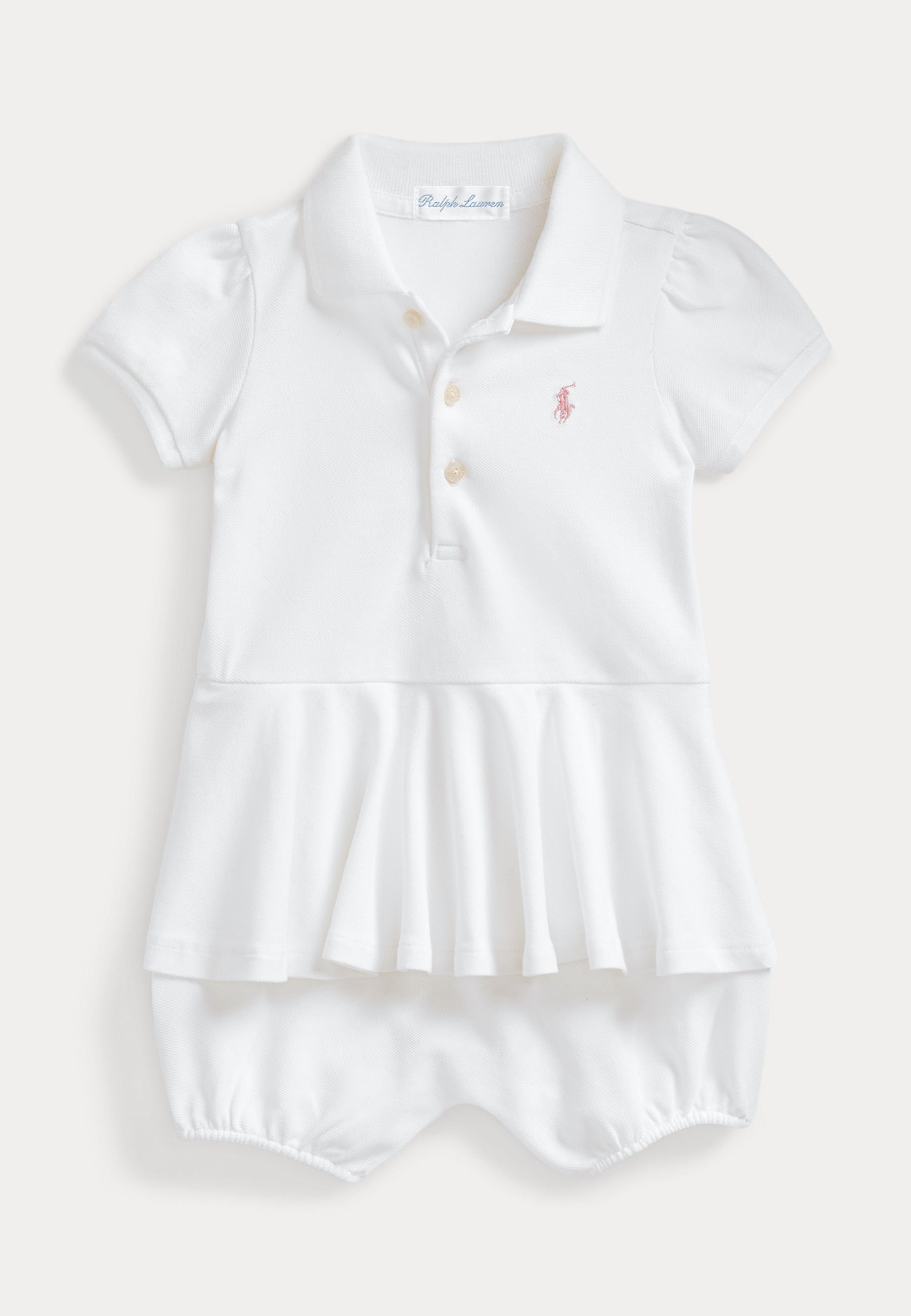 Polo Ralph Lauren STRETCH MESH PEPLUM POLO SHORTALL Mono white
