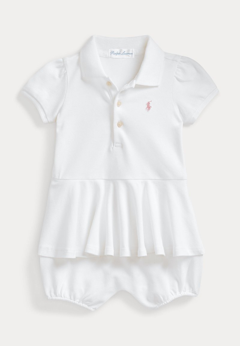 Polo Ralph Lauren STRETCH MESH PEPLUM POLO SHORTALL - Macacão - white