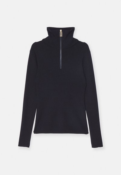 Victoria Beckham HALF ZIP HIGH NECK - Striktrøje - ink blue