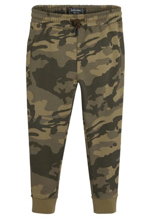 Pantalon de jogging à imprimé camouflage pour enfants, coupe très ajustée, taille élastique avec cordon de serrage, avec poignets côtelés aux chevilles.