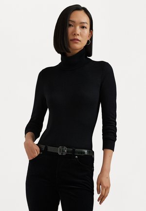 SILK BLEND ROLL NECK - Maglione - black