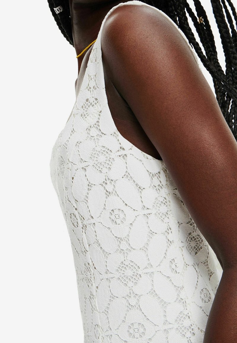 desigual white lace dress Desigual Lace Dress Size 42 US 10 White Collared Layered Fit Flare Womens