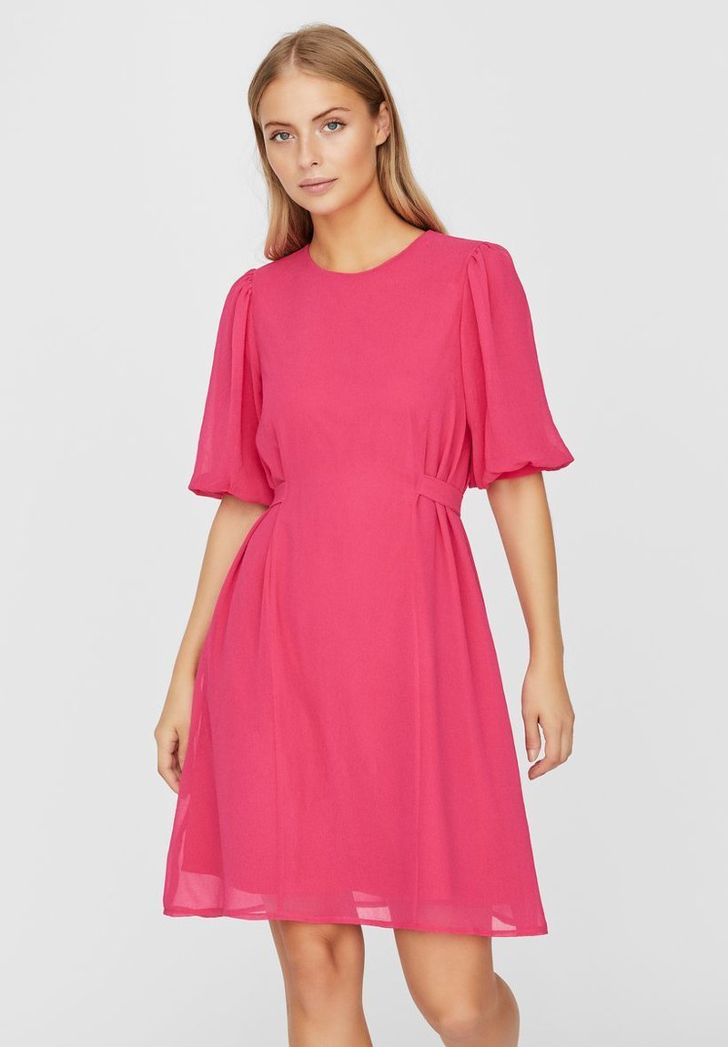 Vero Moda VMVIVIKA 24 SHORT DRESS - Day dress - pink peacock/pink - Zalando