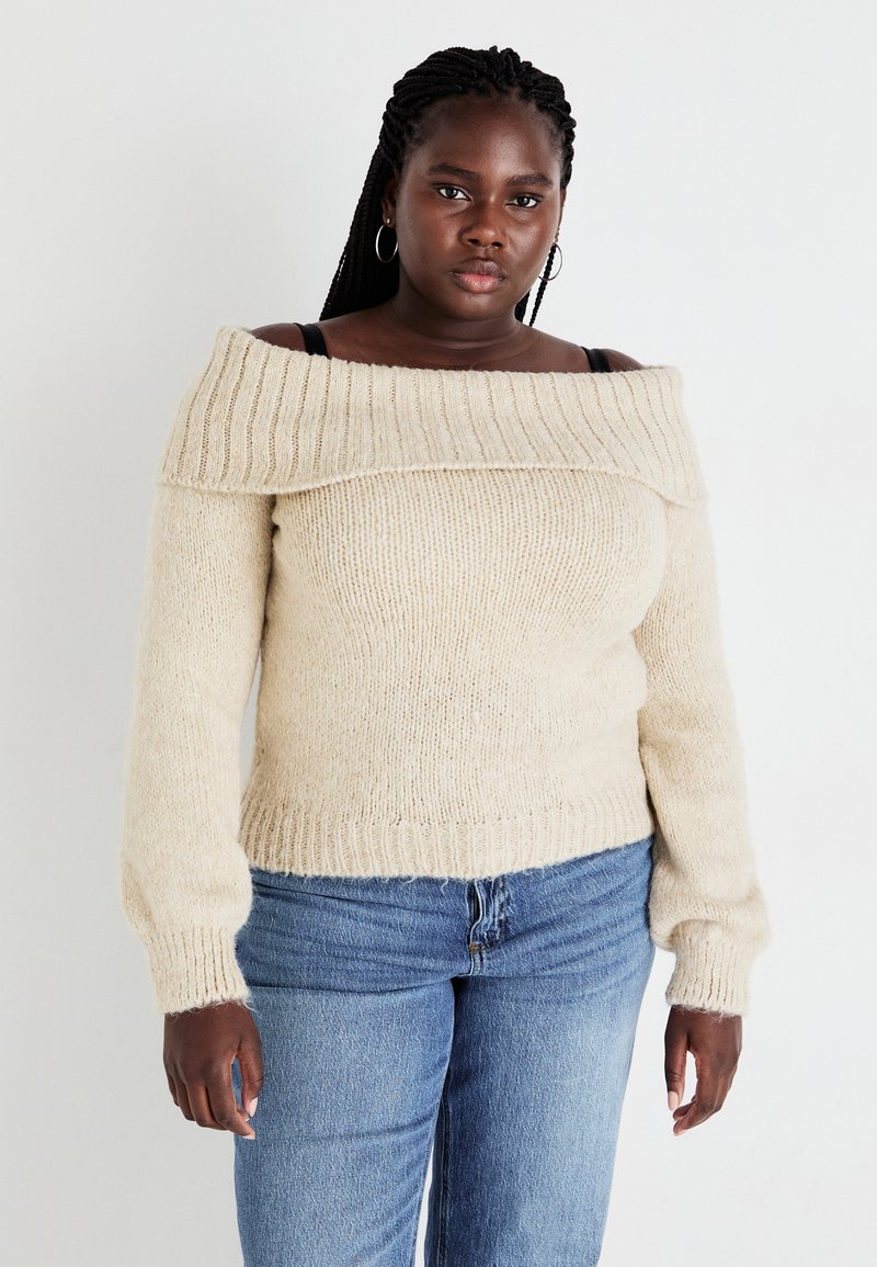 ONLY Carmakoma CARMARIE OFF SHOULDER  - Džemperis - pumice stone melange