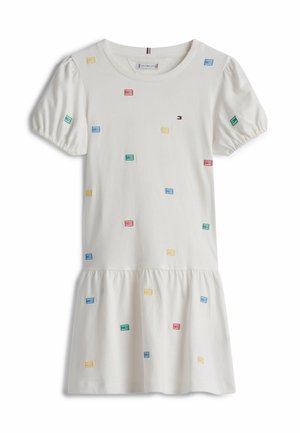 FLORAL EMBROIDERY RELAXED FIT  - Vestito di maglina - ancient white flag aop