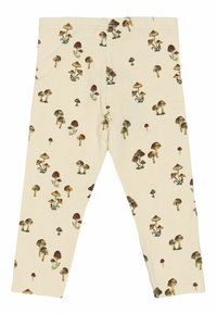 Cremefarvede leggings med en række svampeprint i brune og grønne nuancer. Fremstillet af blødt, strækbart stof med en elasticeret talje.