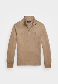 COTTON QUARTER-ZIP JUMPER - Svetr - bronze melange