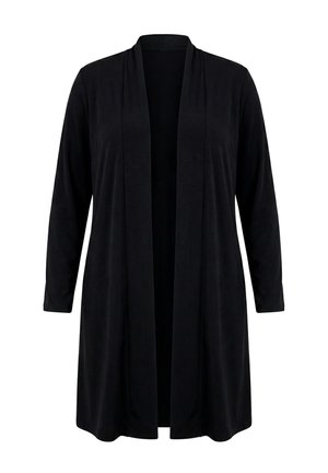 Ulla Popken, MATTE JERSEY OPEN FRONT LONG SLEEVE JACKET - Strickjacke - black
