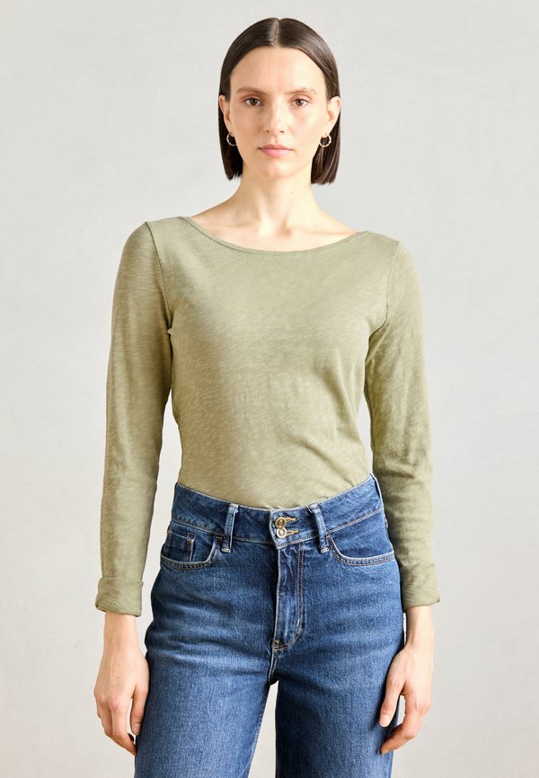 LONG SLEEVE BOAT NECK - Long sleeved top - smooth sage