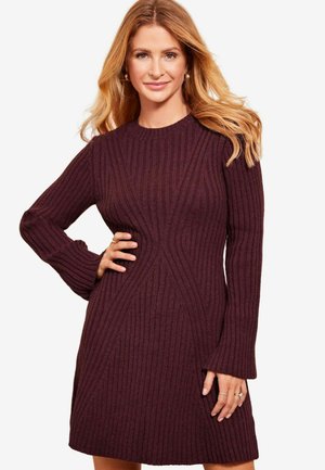 Friends Like These DETAIL LONG SLEEVE MINI - REGULAR FIT - Pletené šaty - red