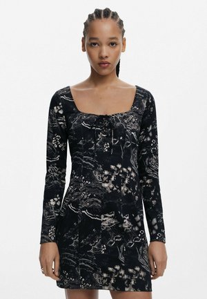 SHORT WITH SQUARE NECKLINE - Day dress - black