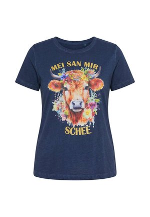 Ulla Popken, BEAUTIFUL SHORT SLEEVE GRAPHIC TEE - T-shirts print - marine