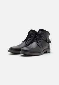 Pier One LEATHER - Snørestøvletter - black