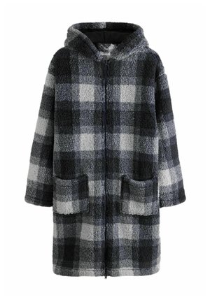 Next, REGULAR FIT - ZIP THROUGH BORG DRESSING GOWN - Badekåber - monochrome check
