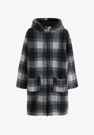 Next, REGULAR FIT - ZIP THROUGH BORG DRESSING GOWN - Badekåber - monochrome check
