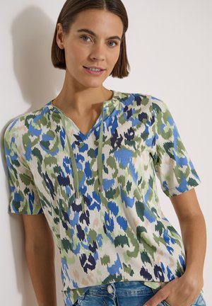 Cecil, T-SHIRT MIT SPLIT NECK UND PRINT - T-shirt imprimé - cashmere beige