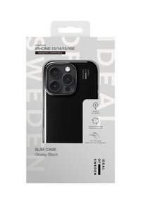 Smukła obudowa do iPhone 13/14/15/16E w błyszczącym czarnym kolorze, o cienkiej konstrukcji 1 mm. Kompatybilna z MagSafe, wykonana z materiałów pochodzących z recyklingu.