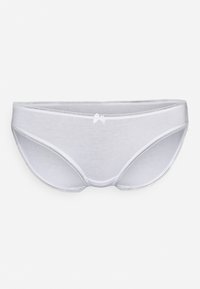 Sous-vêtements en coton blanc avec une texture douce, ornés d'un petit nœud blanc à l'avant et d'une fine couture contrastante sur les bords.